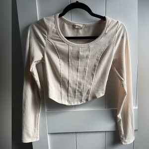 Textured cropped top, cream